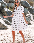 Claire Short Sleeve Buttoned Tiered Babydoll Dress