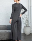 Trinity Button Long Sleeve Wide Leg Jumpsuit