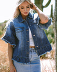 Luisa Ruffled Short Sleeve Denim Jacket
