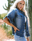 Luisa Ruffled Short Sleeve Denim Jacket