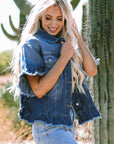 Luisa Ruffled Short Sleeve Denim Jacket