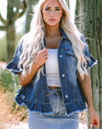 Luisa Ruffled Short Sleeve Denim Jacket