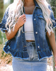 Luisa Ruffled Short Sleeve Denim Jacket