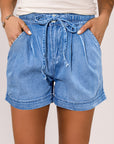Reina Casual Chambray Drawstring Shorts