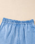 Reina Casual Chambray Drawstring Shorts