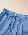 Reina Casual Chambray Drawstring Shorts