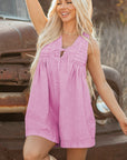 Ashlynn Mineral Wash Pleated Sleeveless Denim Romper