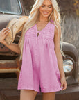 Ashlynn Mineral Wash Pleated Sleeveless Denim Romper