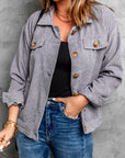 Shaunna Ribbed Corduroy Long Sleeve Jacket with Pocket