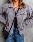Shaunna Ribbed Corduroy Long Sleeve Jacket with Pocket