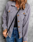 Shaunna Ribbed Corduroy Long Sleeve Jacket with Pocket