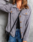Shaunna Ribbed Corduroy Long Sleeve Jacket with Pocket