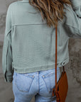 Amaris Waffle Knit Buttons Cropped Jacket