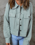 Amaris Waffle Knit Buttons Cropped Jacket