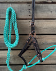 Seafoam Honeycomb Tooled Lariat & Leather Combo Halter