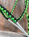 Green and Black Mule Tape Halter with Lariat Noseband