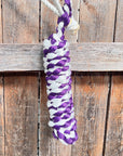 Purple and White Mule Tape Halter with Lariat Noseband
