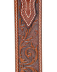 Mens Genuine Leather 3D Embossed Belt - Brown