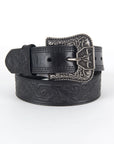 Mens Genuine Leather 3D Embossed Belt - Black