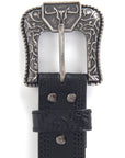 Mens Genuine Leather 3D Embossed Belt - Black