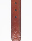 Mens Genuine Leather Aztec 3D Embossed Belt - Brown