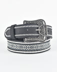 Mens Genuine Leather 3D Hand Stitched Belt - Black