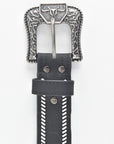 Mens Genuine Leather 3D Hand Stitched Belt - Black