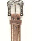 Mens Genuine Leather 3D Hand Stitched Belt - Brown