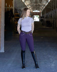 Charlie Short Sleeve Lace Riding Shirt - Light Amethyst