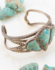 Maltese Blue Turquoise Golden Cuff Bracelet