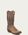 A3479 - MEN'S GOLDEN BROWN WOVEN DETAIL NARROW SQUARE TOE COWBOY BOOT