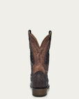 A3878 - MEN'S OIL BROWN CAIMAN EMBROIDERY AND WOVEN SHAFT WIDE SQUARE TOE COWBOY BOOT