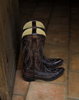 C4150 - MEN'S WOVEN DETAIL WITH EMBROIDERY BROWN SNIP TOE COWBOY BOOT