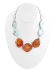 Minty Blue and Orange Nectar Necklace