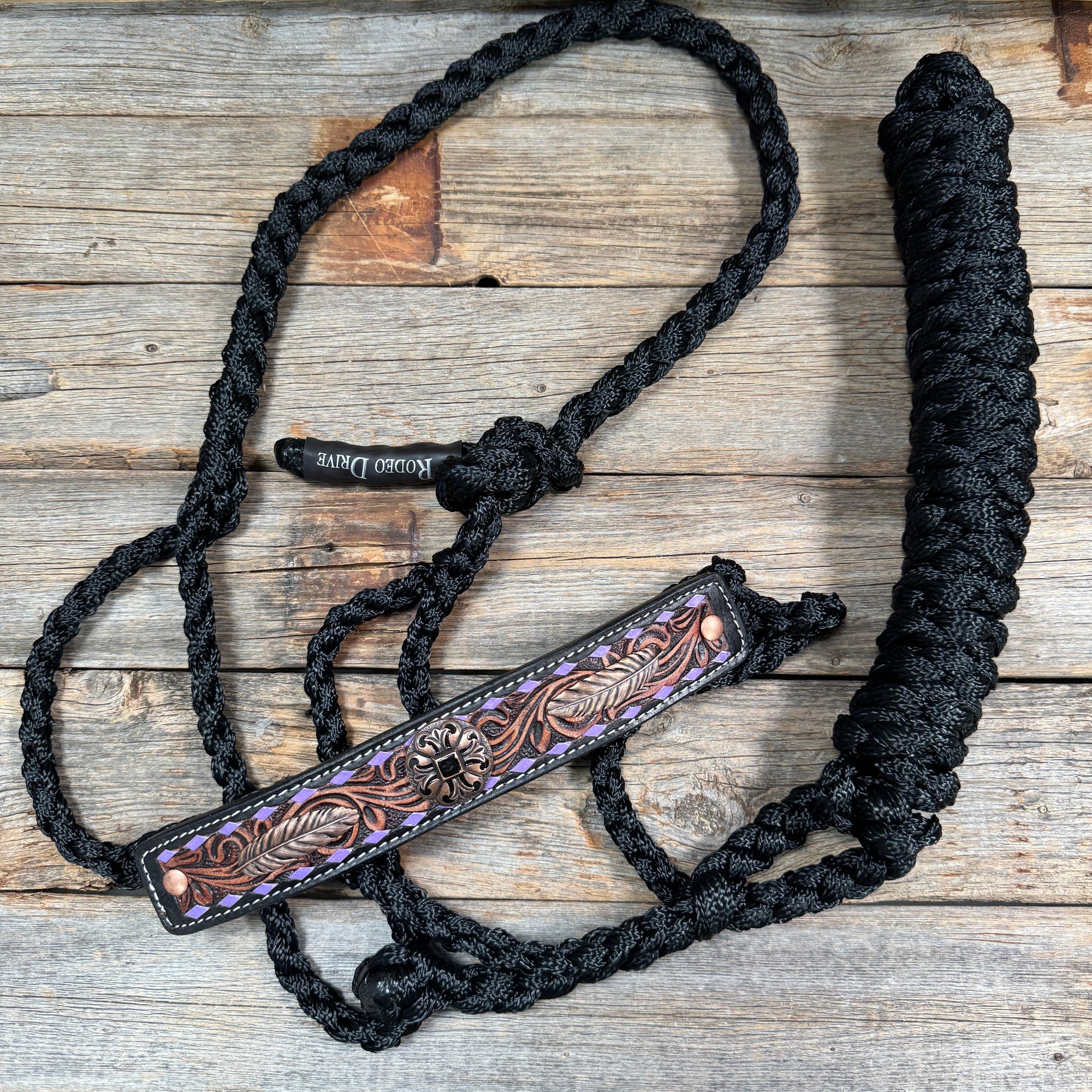 Black Mule Tape Halter - Feather and Western