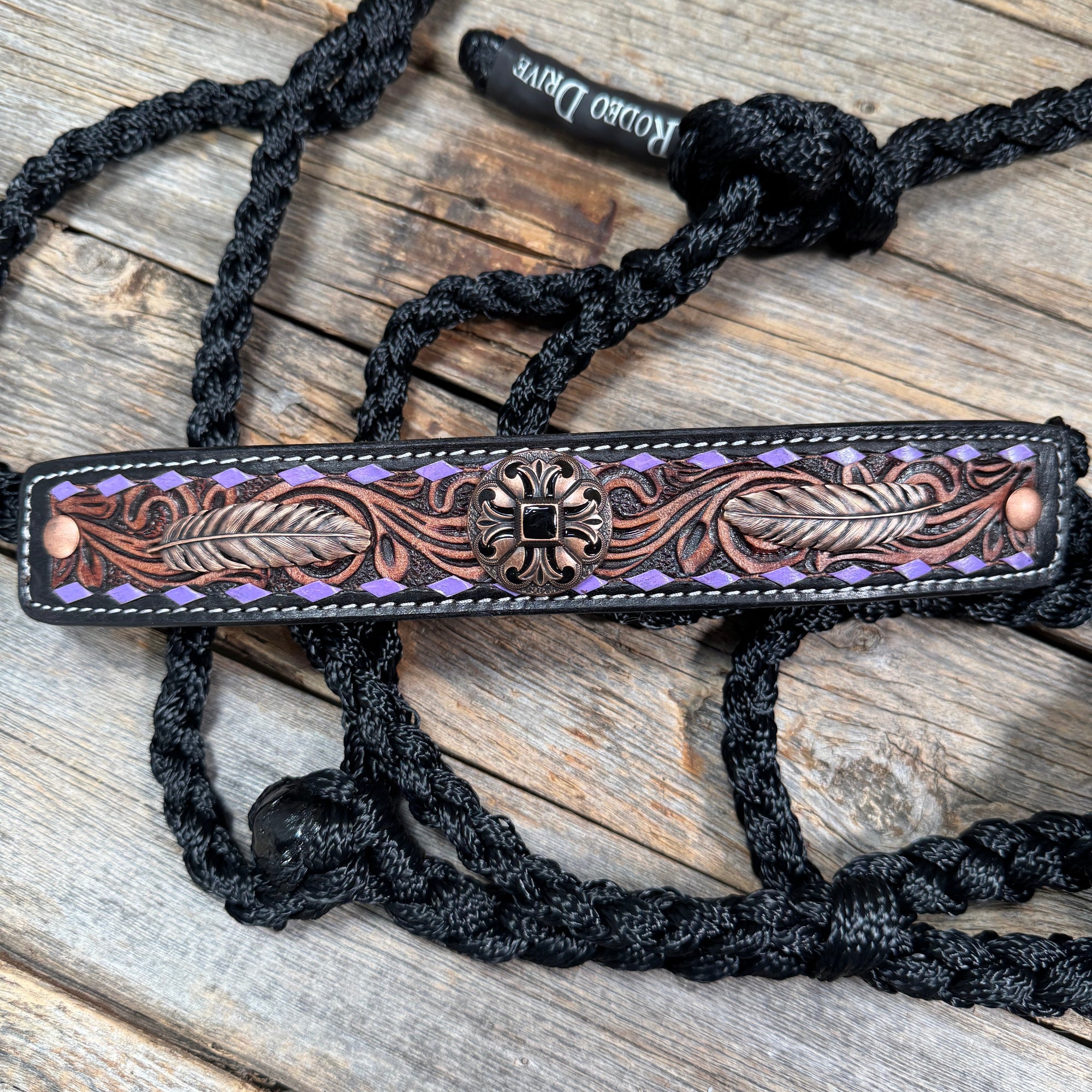 Black Mule Tape Halter - Feather and Western