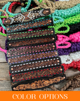 Mule Tape Halter - Leather Buckstitch Noseband - Copper Accents