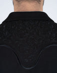 Men's Black Embroidered Faux-Suede Blazer