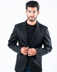 Men's Double Button Black Blazer