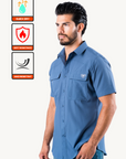 Men's Fishing Blue Short Sleeve Shirt