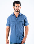 Men's Fishing Blue Short Sleeve Shirt