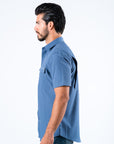Men's Fishing Blue Short Sleeve Shirt
