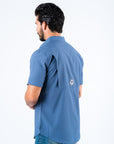 Men's Fishing Blue Short Sleeve Shirt