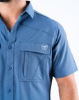 Men's Fishing Blue Short Sleeve Shirt