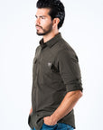 Men's Fishing Olive Long Sleeve Shirt