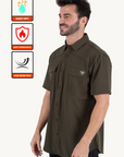 Men's Fishing Olive Short Sleeve Shirt