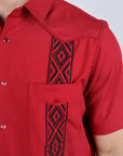 Men's Modern Red GUAYABERA Shirt
