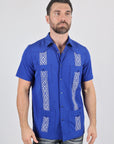 Men's Modern Royal Blue GUAYABERA Shirt