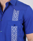 Men's Modern Royal Blue GUAYABERA Shirt