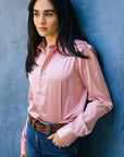 Men's Satin Pink Dress Shirt